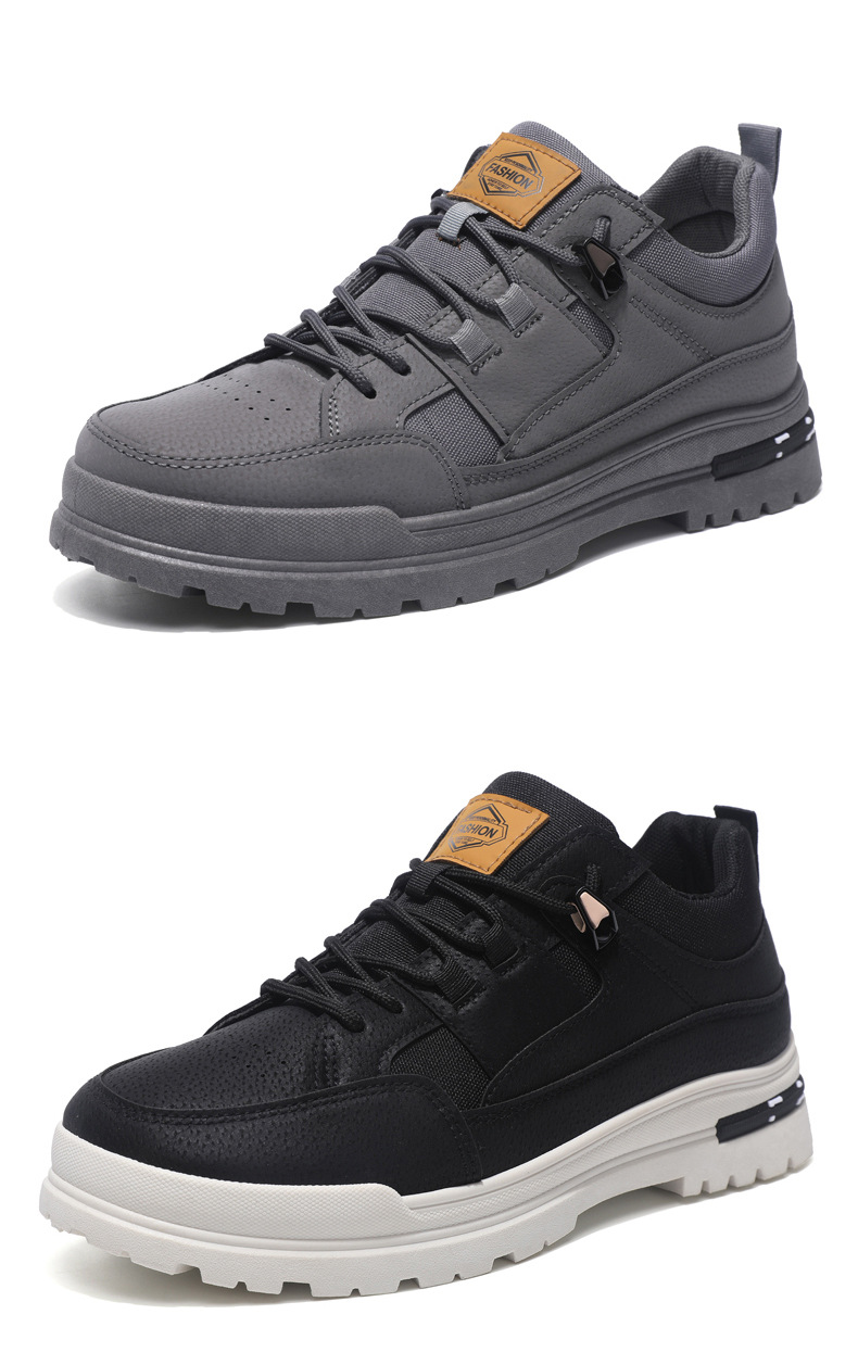 秋冬复古男士休闲鞋皮面防水耐磨男士板鞋潮流百搭软底户外运动鞋详情24