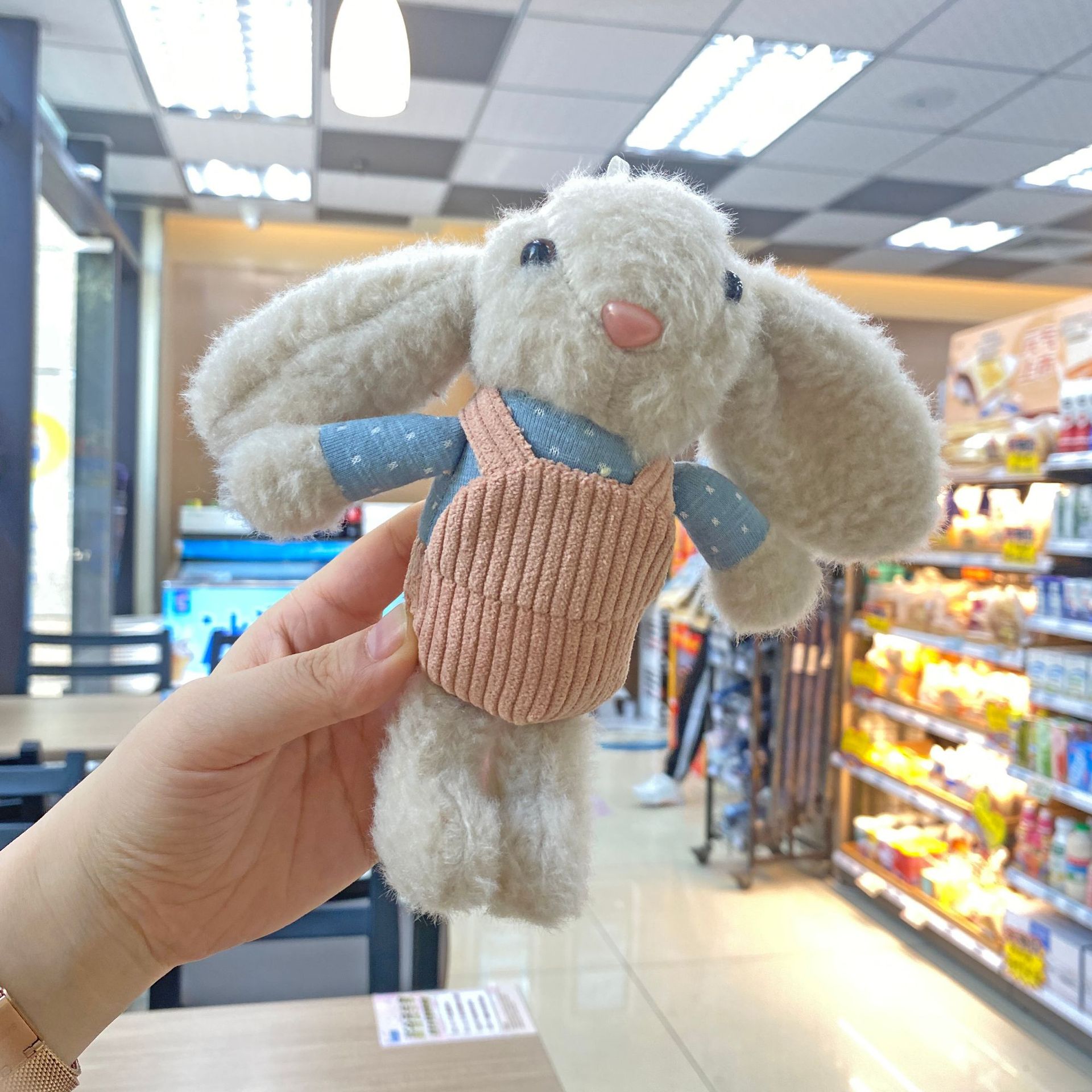 Cartoon plush rabbit pendant strap, cute and soft rabbit keychain pendant, figurine backpack decoration pendant pic 5