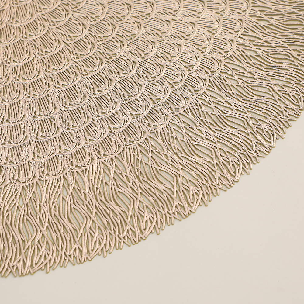 New round living room table mat, PVC anti-stain and anti-oil table mat, creative hollowed-out lotus flower coffee table mat wholesale pic 9