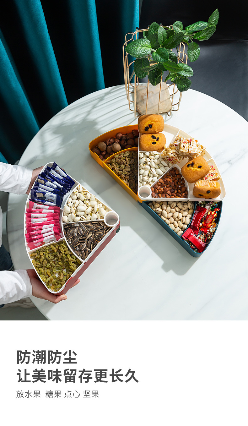 Rotating fruit plate, home living room coffee table, nut box, snack box, wedding New Year dried fruit plate, Douyin live streaming, cross-border 0750 pic 2