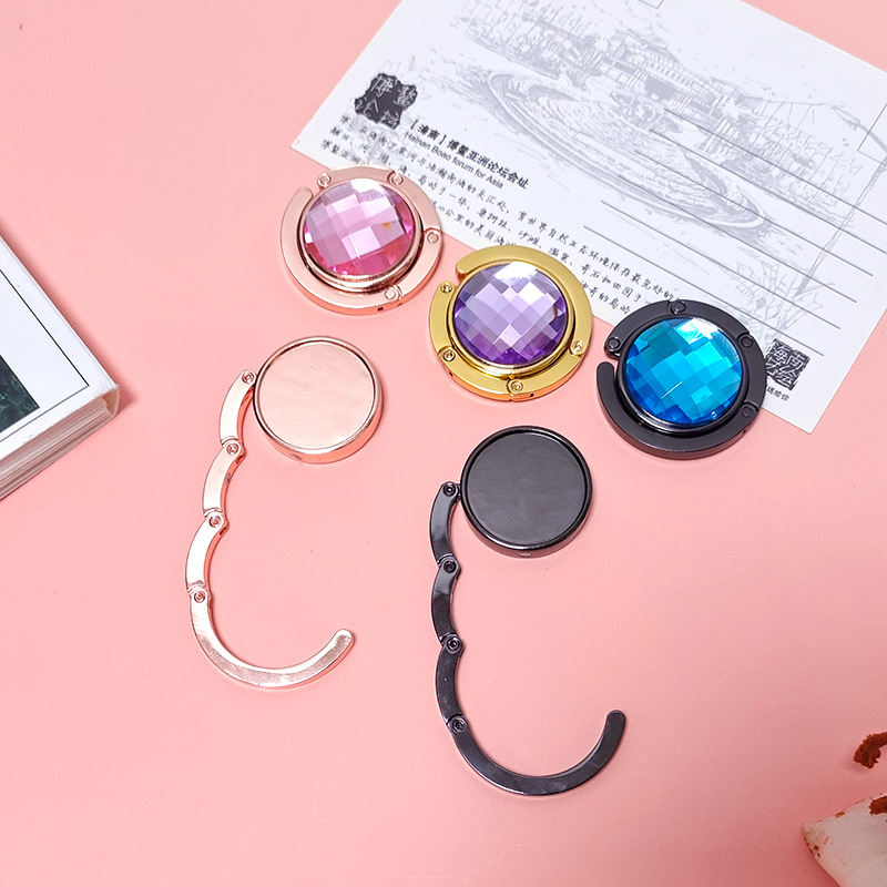 创意折叠包包挂钩便携圆形金属挂包器无痕办公室折叠桌面挂钩批发详情12