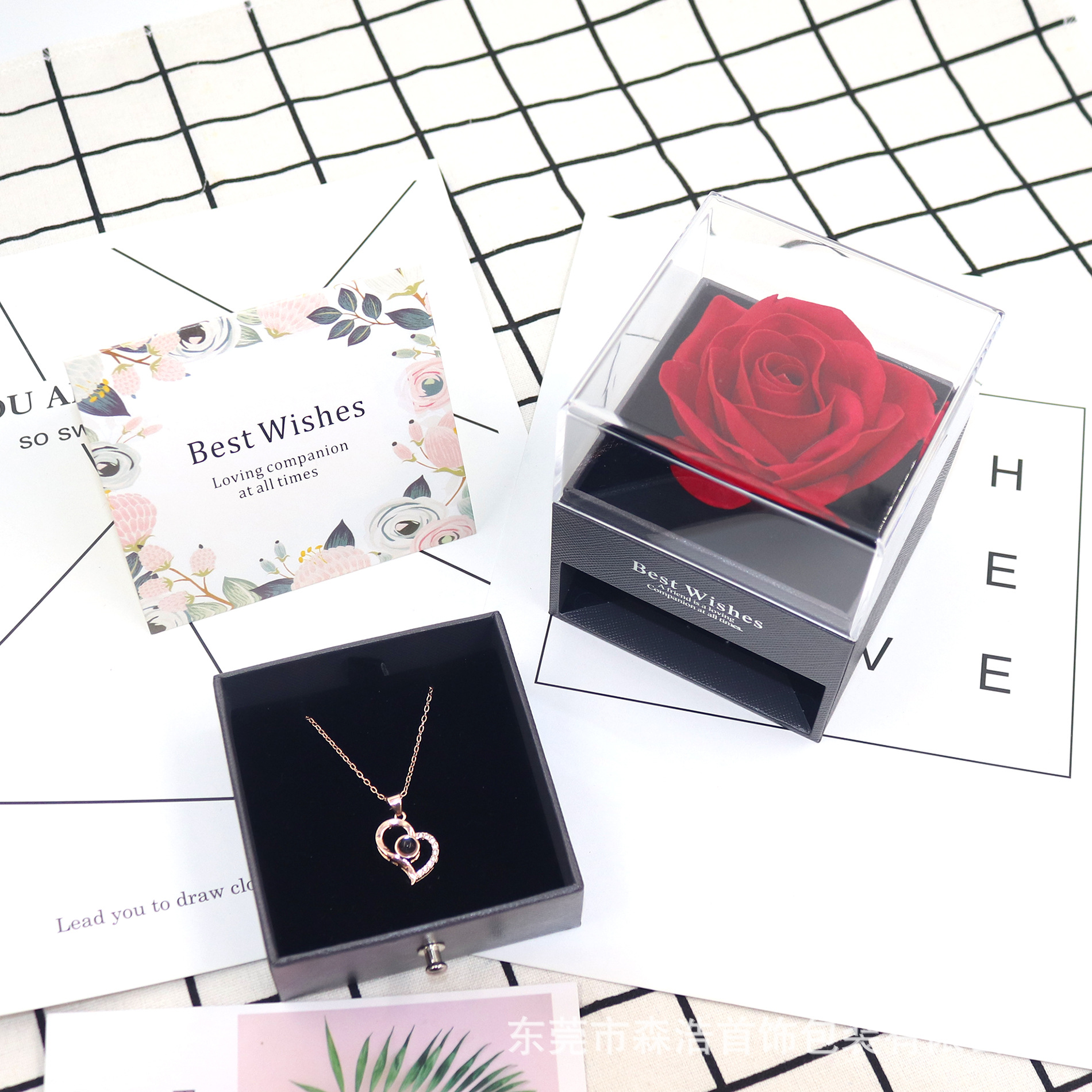 Transparent acrylic rose jewelry box, ring necklace box, jewelry and accessory box, storage gift box pic 14