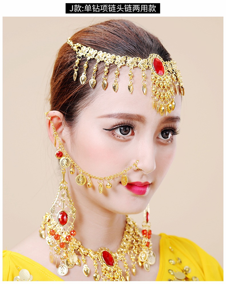 肚皮舞蹈宝石头链发卡发夹印度舞蹈表演出配饰品头箍首饰头饰发箍详情17