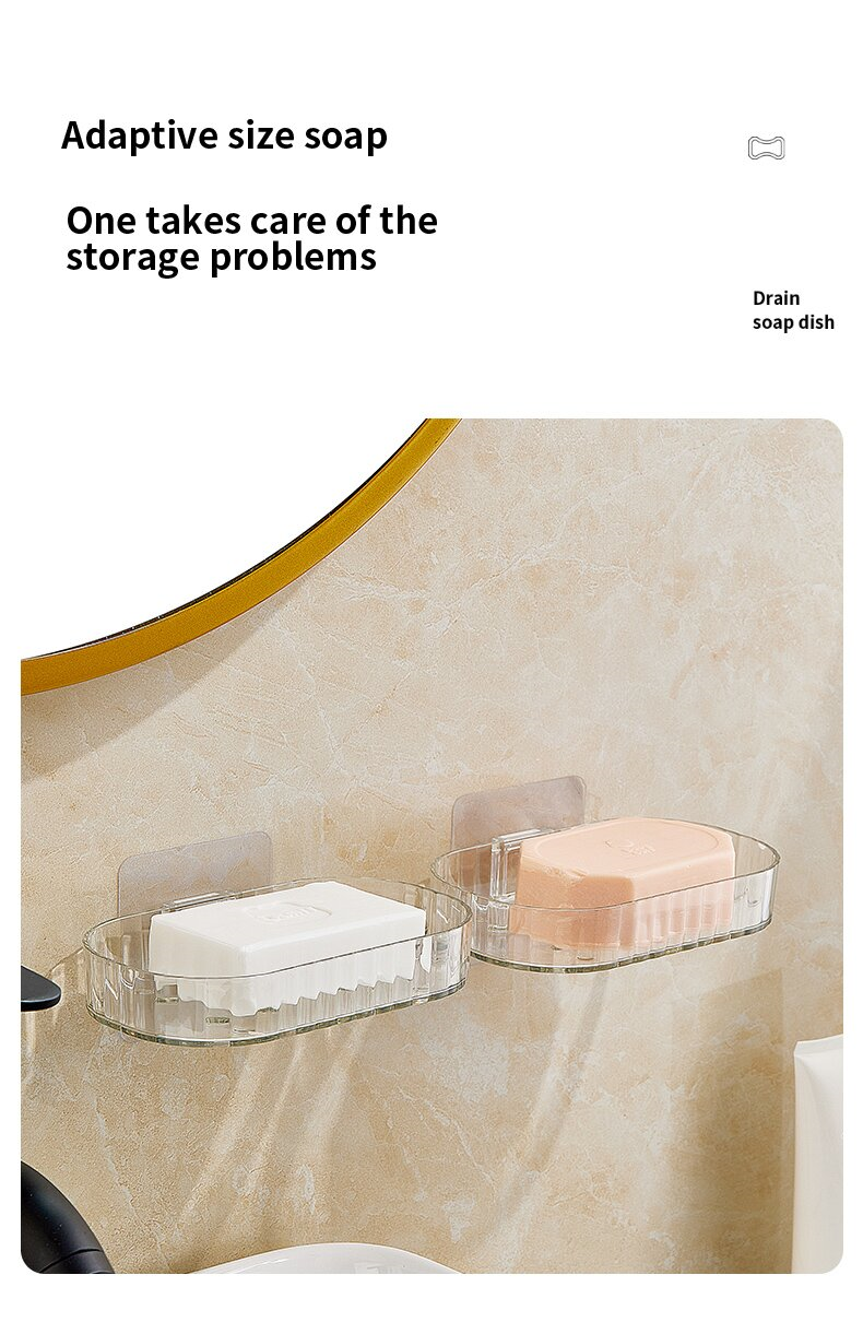 Transparent and simple PET high-quality, seamless soap box, non-punching, water-draining soap box rack, bathroom storage and storage, moisture-proof soap box tray pic 29