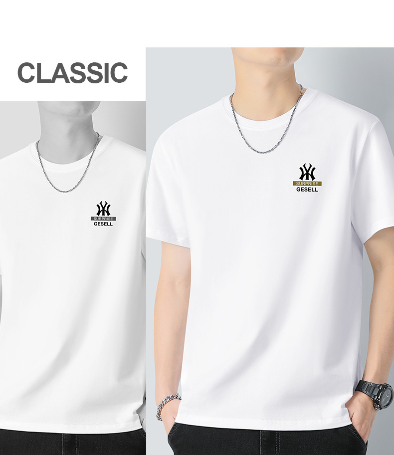 新疆重磅长绒棉青年短袖t恤男士2024夏季新款纯棉半袖体恤上衣男详情9