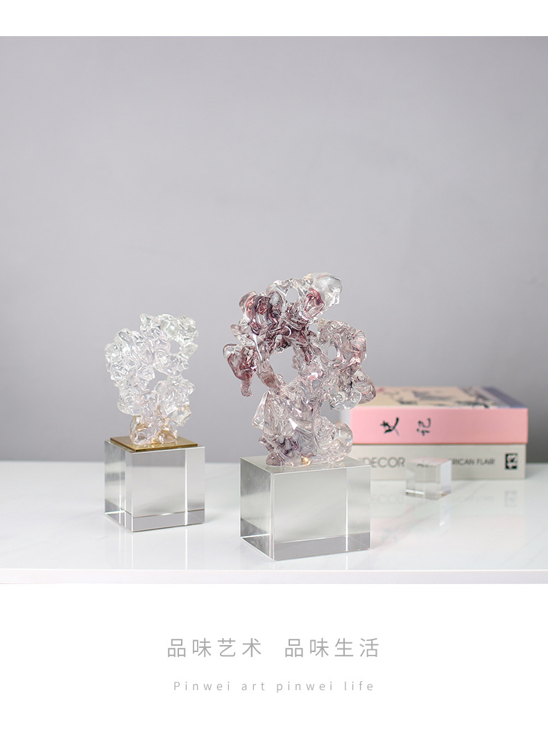 New Chinese-style resin sculpture entrance hall decorative items, abstract crystal imitation creative art decorative items pic 27