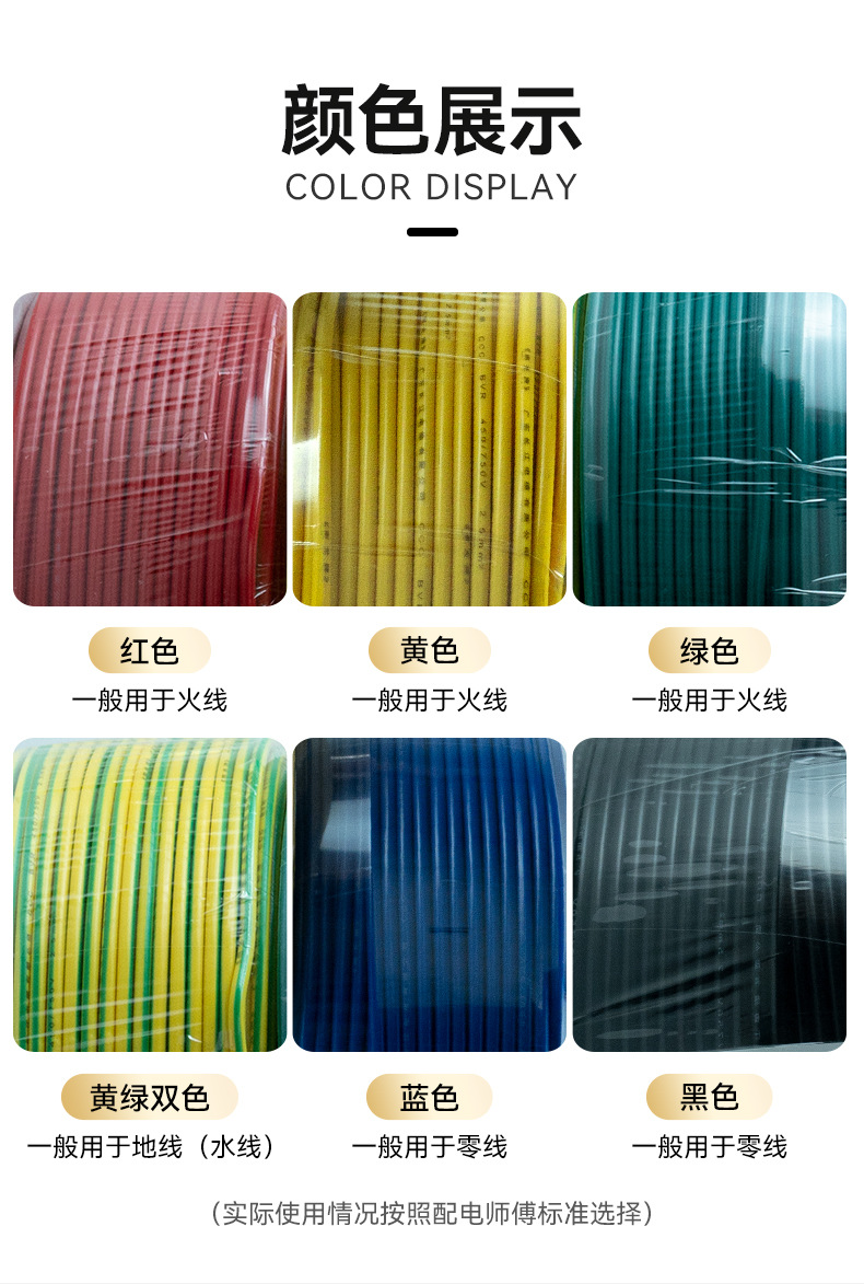 阻燃ZC-BV1/1.5/2.5/4/6平方国标纯铜芯防火工业家用单芯阻燃电线详情8