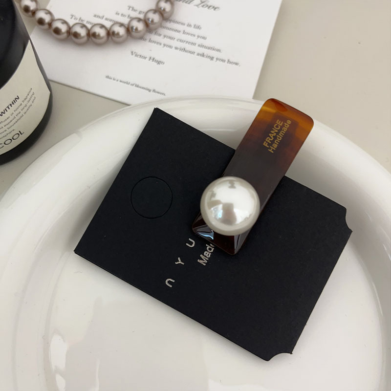 新款醋酸发夹刘海边夹韩国新款精致高级感简约珍珠一字鸭嘴夹发饰详情17