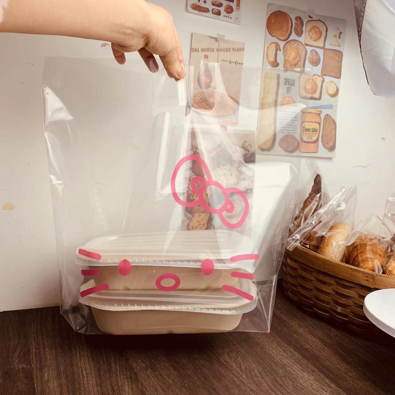 For the Dragon Boat Festival, baking, bakery, takeout bags, plastic bags, cake boxes, packing bags, desserts, fruits, transparent hand-held bags pic 8