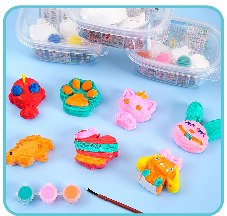 儿童手工玩具礼品DIY涂鸦石膏娃娃白胚涂色娃娃盒装涂鸦画2元店批详情9