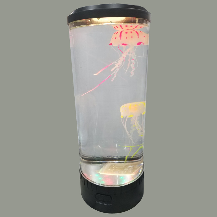 水族鱼缸水母灯 七彩LED自动变色小夜灯 圆柱形水母灯详情31