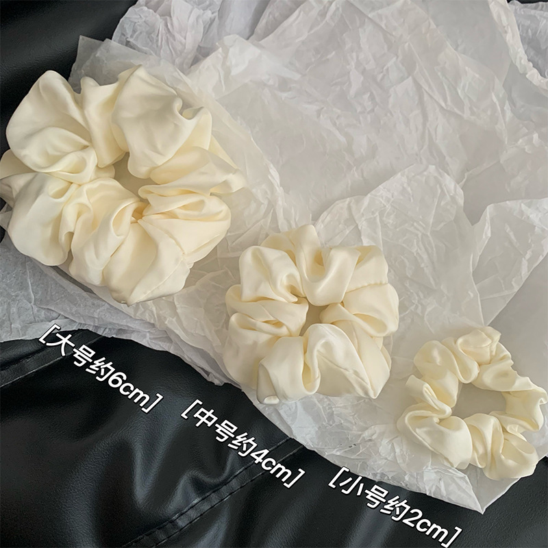 4 colors in ~ High-end large intestine hair band from Dongdaemun, South Korea, cream texture, silky satin finish, brown hair tie for autumn and winter pic 6