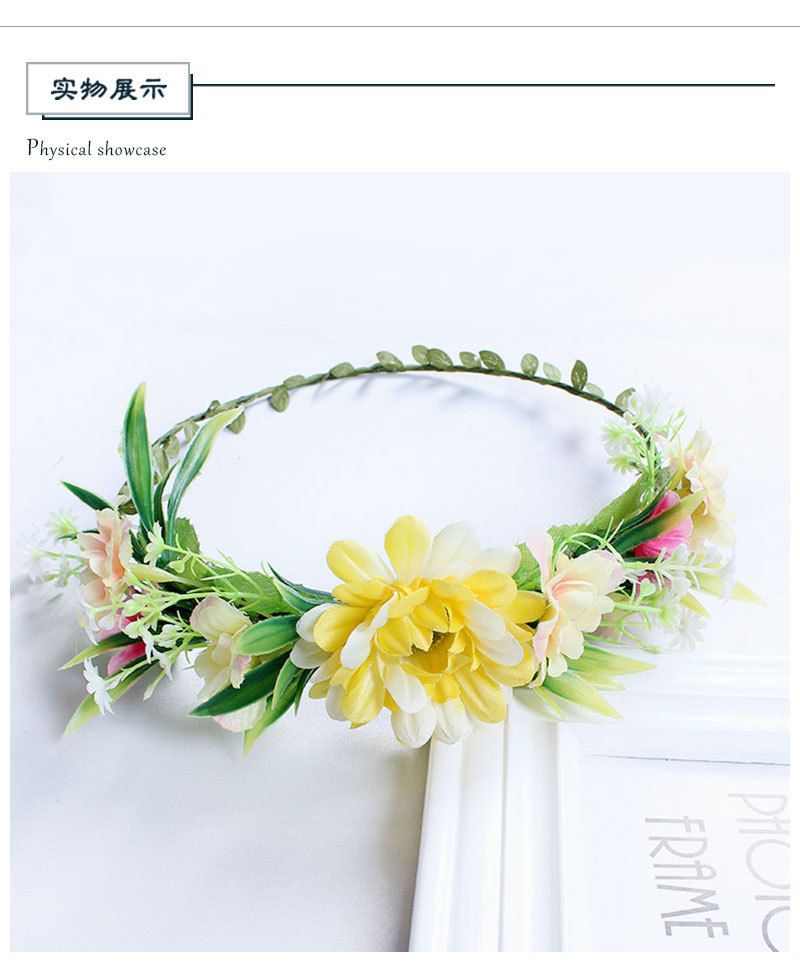 Wholesale of realistic flower, flower globe travel, scenic area, bride headband, photo shoot, green leaf fabric headband accessories pic 6