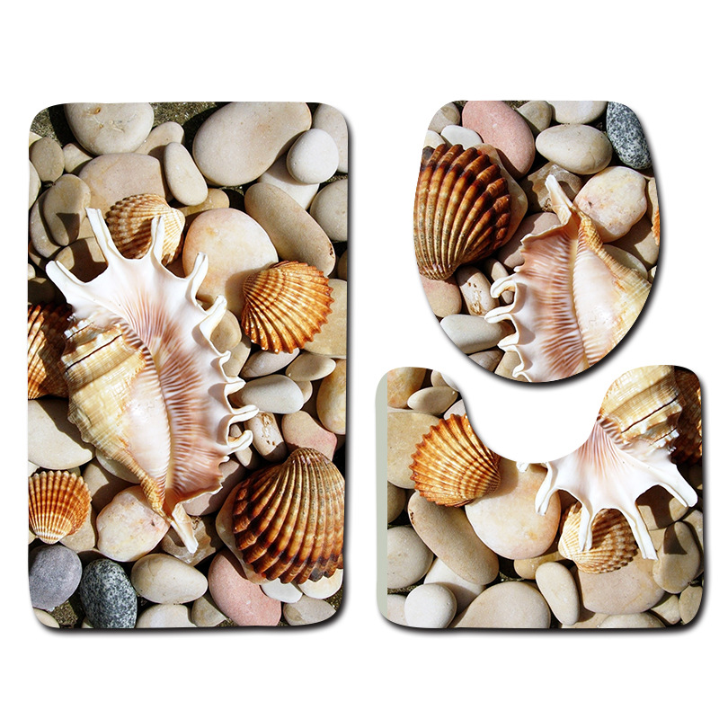 Beach series toilet floor mat three-piece set, bathroom three-piece set, carpet door mat, ebay cross-border Amazon current stock pic 8