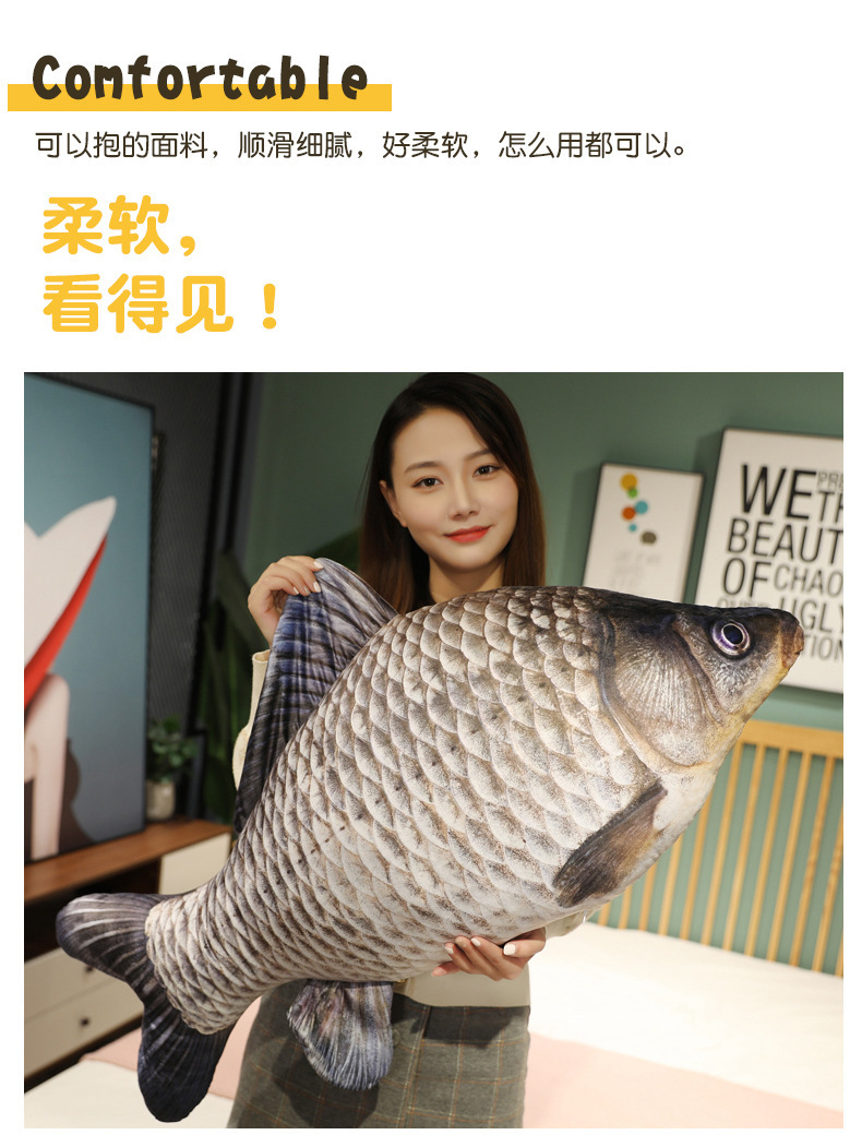 Creative simulation fish throw pillows, plush toys, crucian carp and common carp pet dolls, long pillows, and annual surplus dolls wholesale pic 6