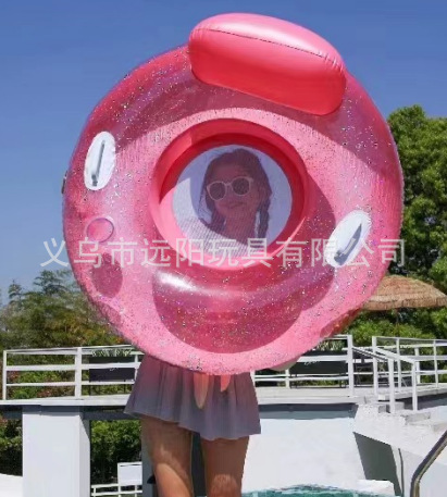 大号成人充气亮片水上带网坐圈男女孩网红冲气靠背游泳池浮排泳圈详情4