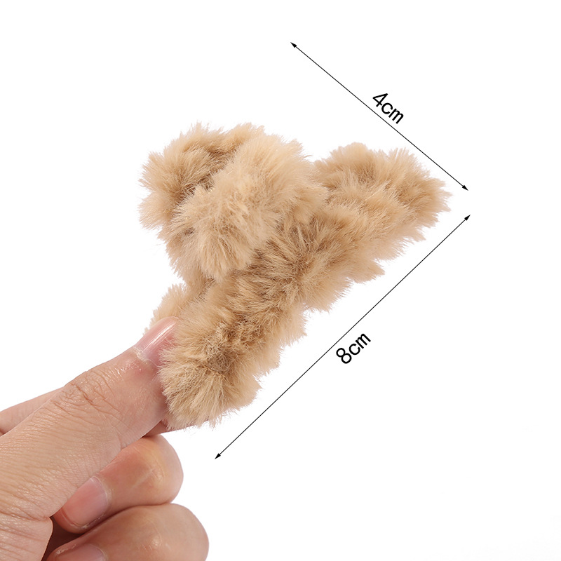 ins popular shark clip autumn and winter plush semi-tied hair clip, sweet and fluffy mini shark clip hair accessory wholesale pic 14