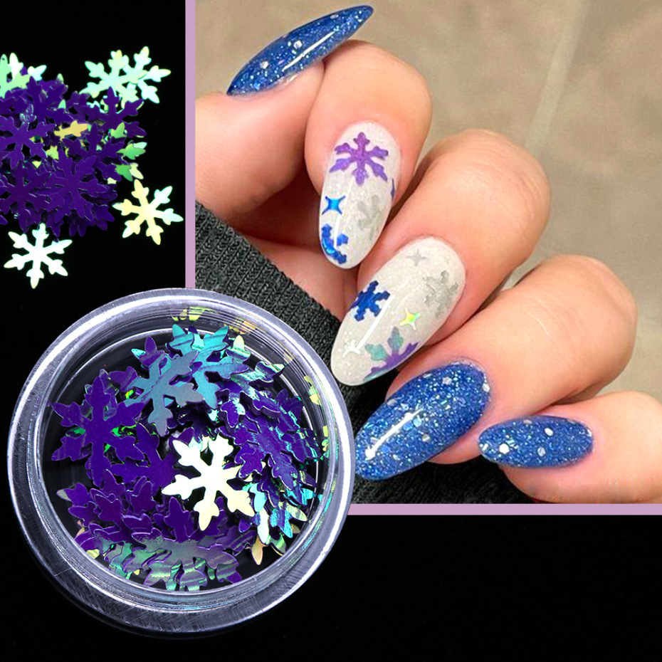 Cross-border source nail polish sequin bottle, Japanese autumn and winter 10mm Christmas snowflake sequin nail decoration nail pic 3