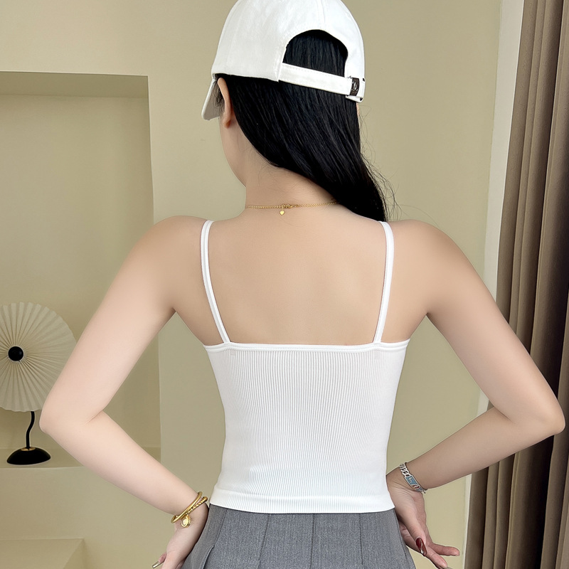 纯欲蕾丝美背吊带背心女夏季带胸垫固定杯辣妹外穿内搭吊带抹胸女详情7