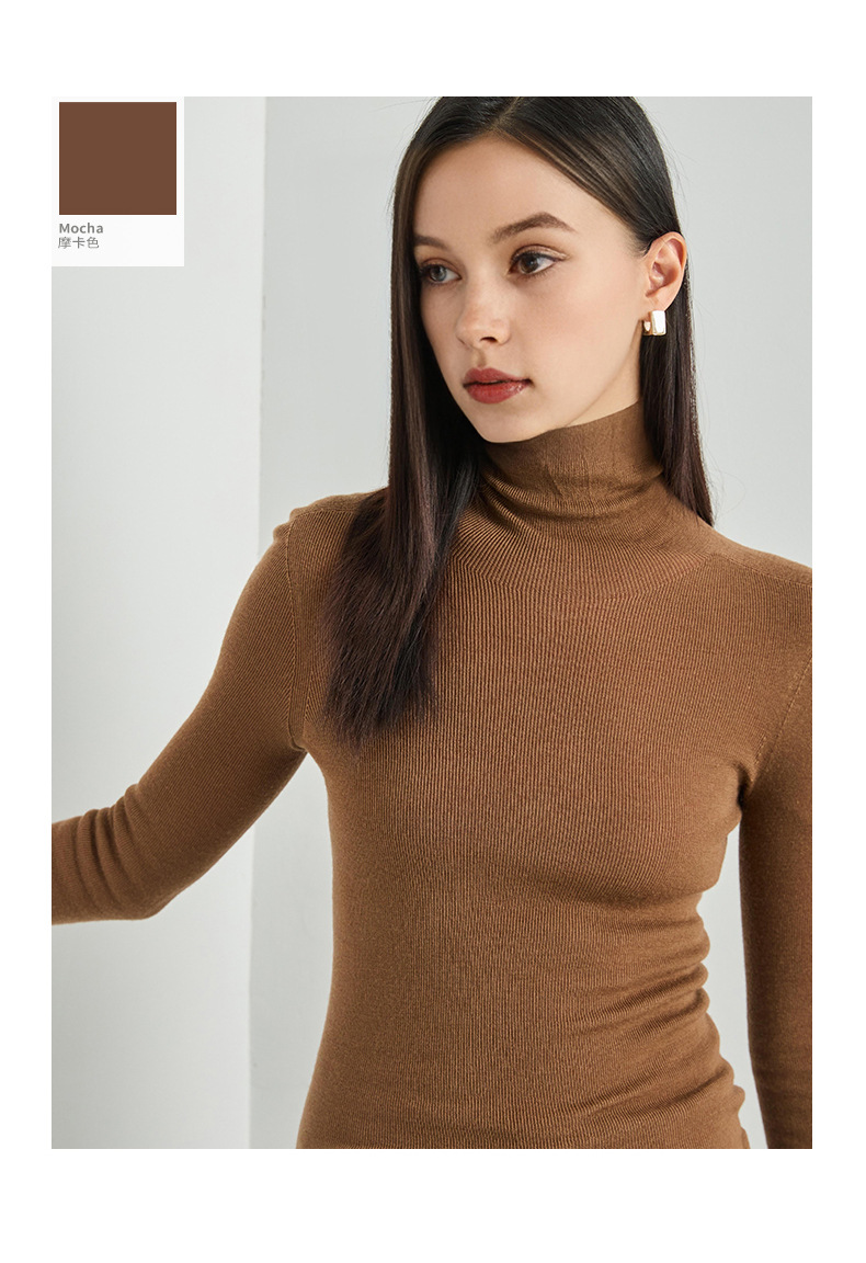 100% wool high-neck base layer shirt, a new bestseller for autumn and winter, versatile and stylish. Pair it with a long-sleeved knitted sweater and top for women pic 18