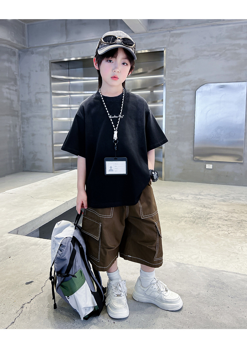 Summer dopamine-gradient short-sleeved T-shirt for boys 2025 New style summer half-sleeved ice-feel top for teenagers and children pic 18