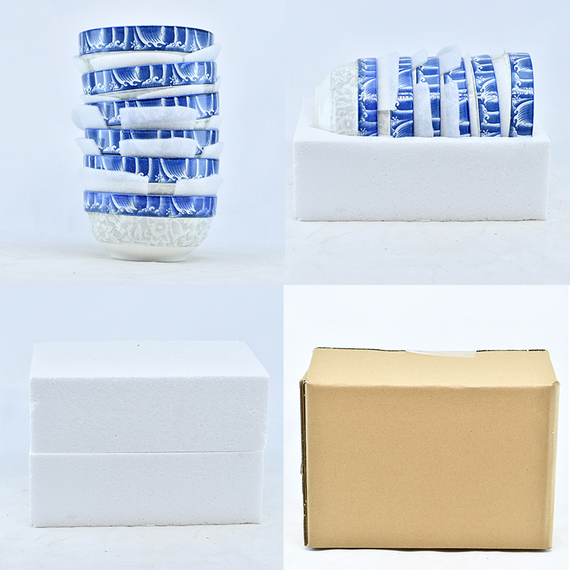 Wholesale of 4-piece 8-inch blue and white porcelain bowls from the manufacturer, including noodle bowls, soup bowls, commercial and household porcelain bowls, and complete sets pic 2