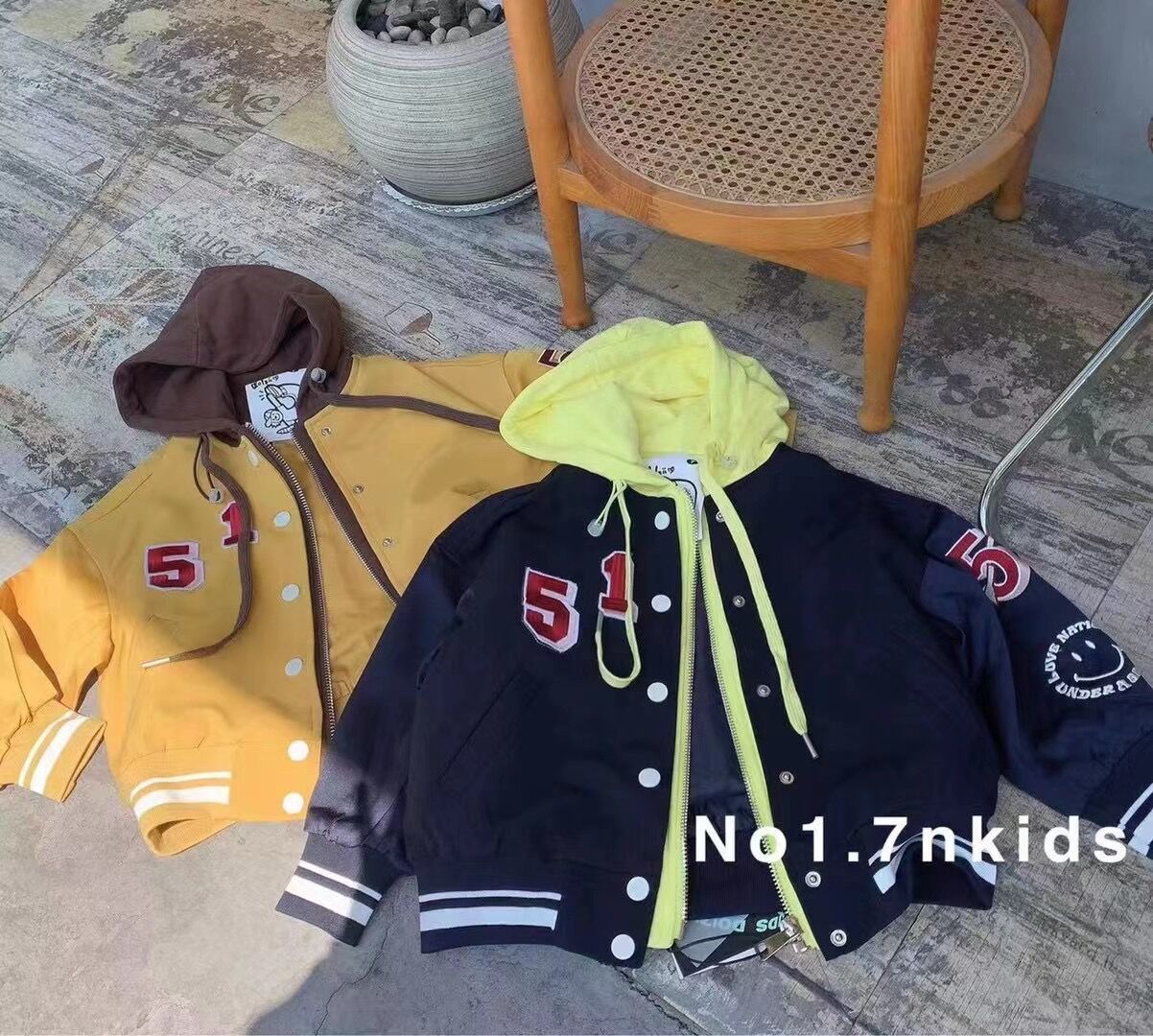 Corea del Sur niños otoño invierno 2022 nueva moda chica con capucha béisbol abrigos mujer bebé chaqueta piloto maré pic 2