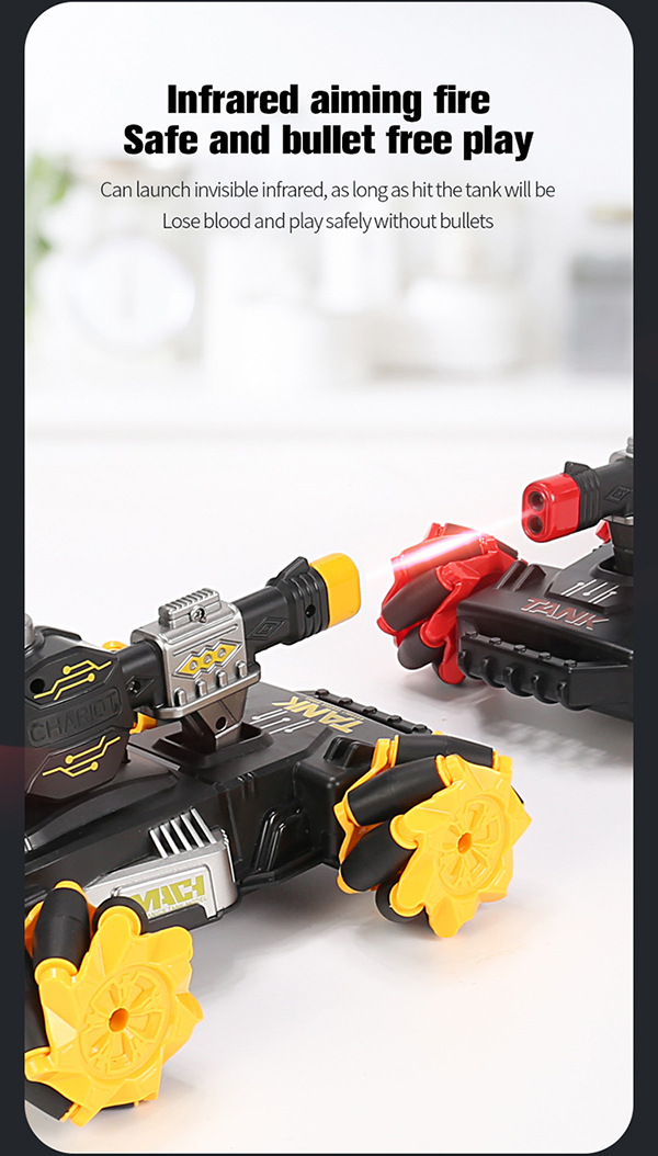 跨境专供遥控红外线对战侧行坦克攀爬车喷雾灯光音乐2.4G充电玩具详情3