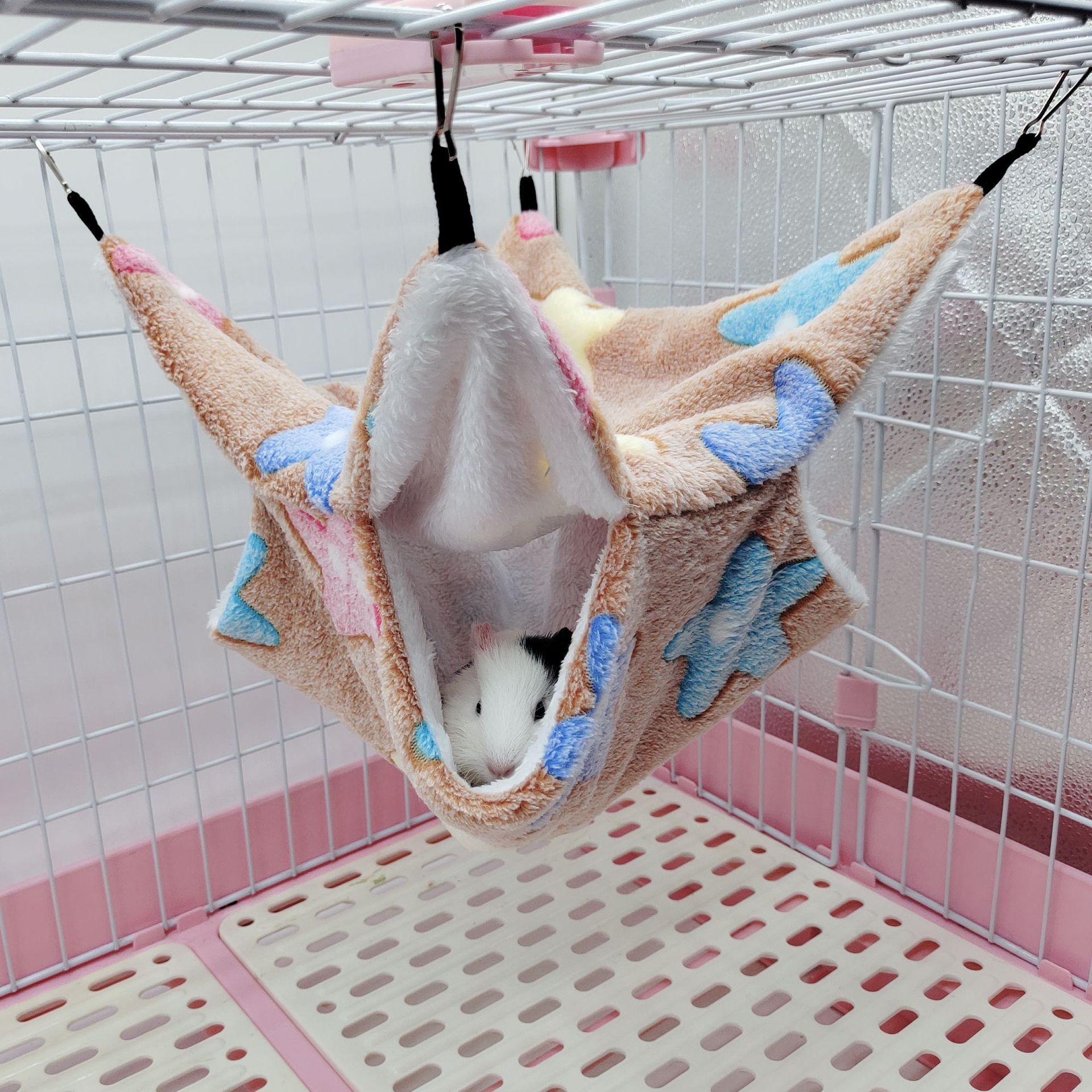 蜜袋鼯保暖双层夹层吊床小宠吊床悬挂式松鼠睡袋宠物用品仓鼠吊床详情36