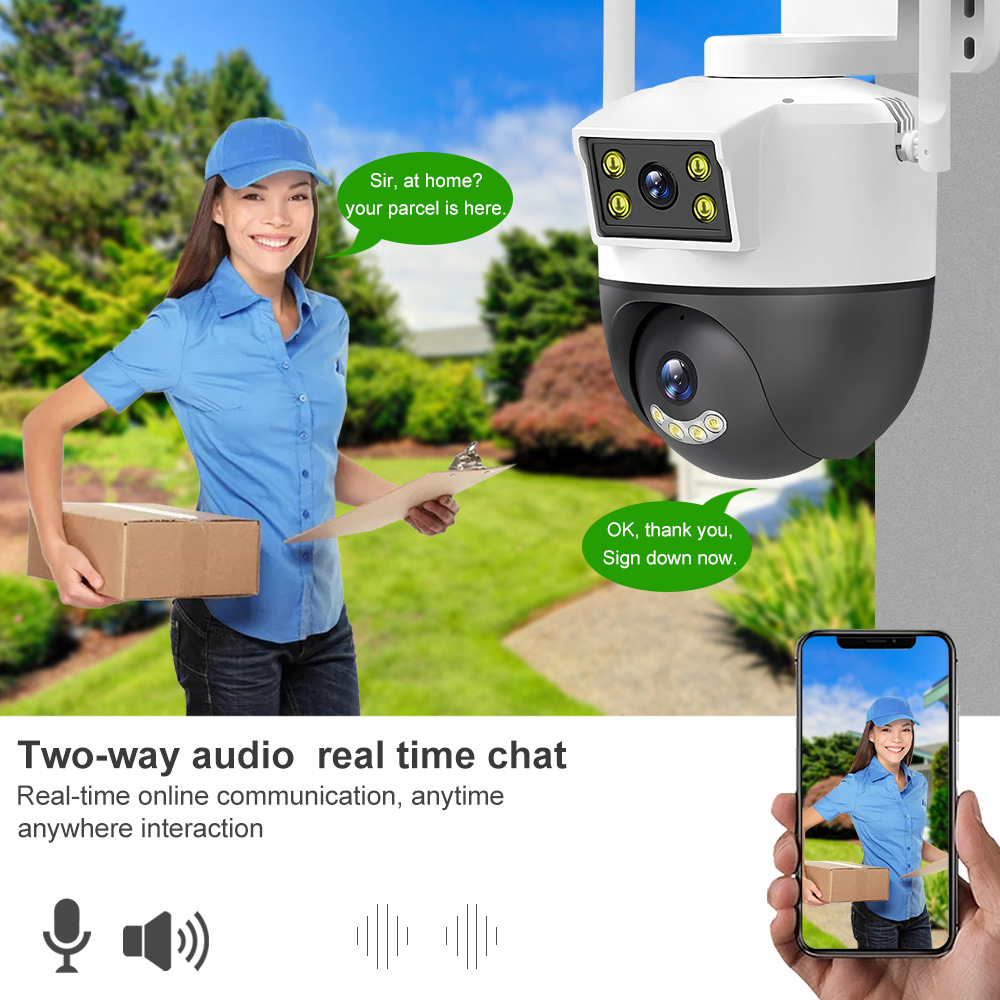 Dual-camera gun head linkage with mobile phone remote home indoor and outdoor high-definition night vision 360-degree waterproof intelligent monitoring pic 10