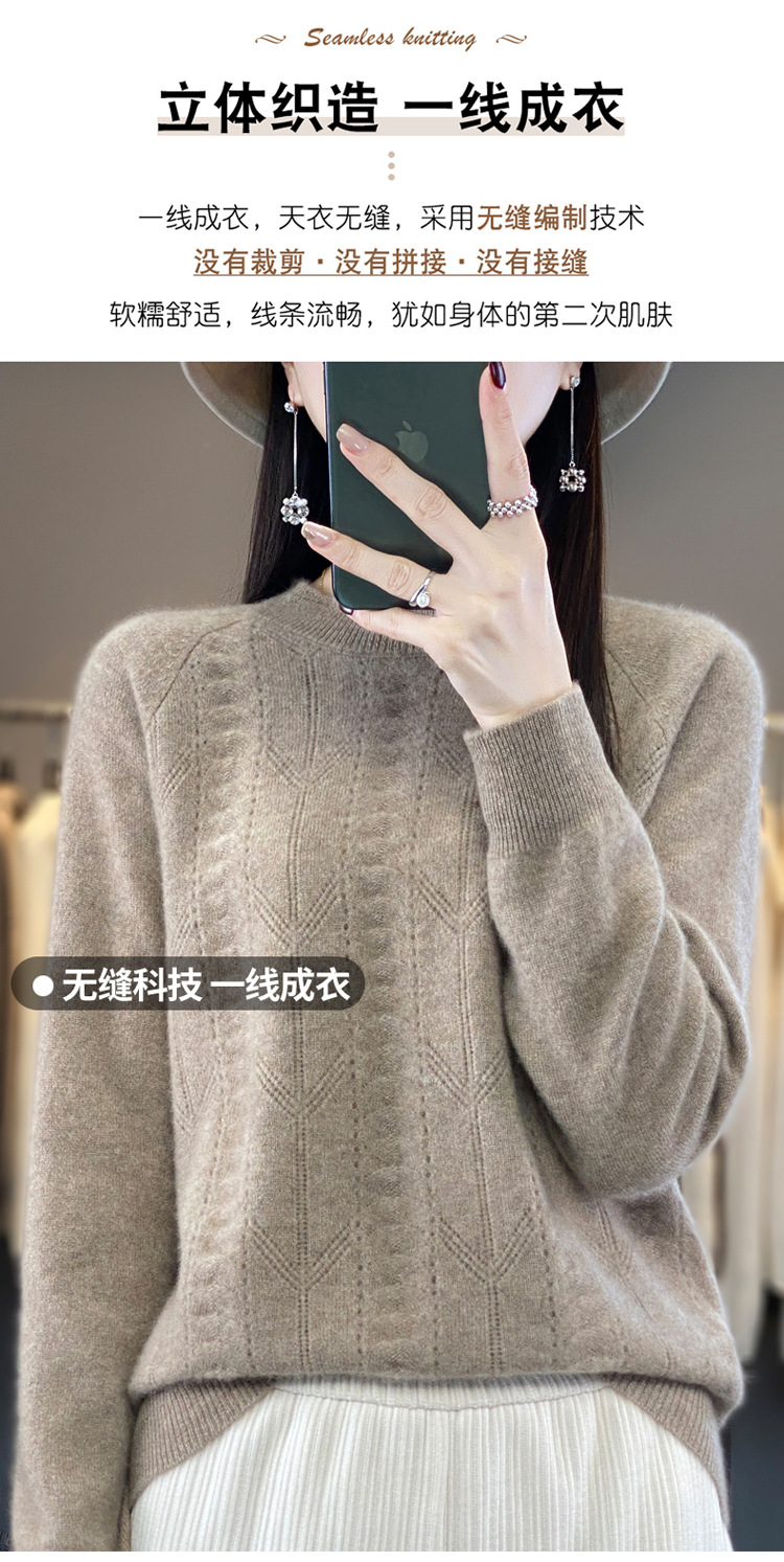 2023秋冬新款羊毛衫一线成衣圆领女士套头衫针织衫上衣打底毛衣详情2