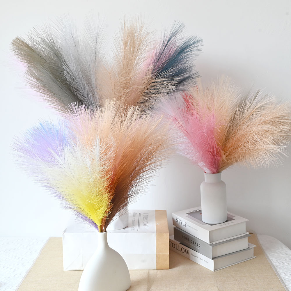 仿真渐变色芦苇烟花潘帕斯草狗尾草6叉亚马逊跨境款 北欧橱窗装饰详情2