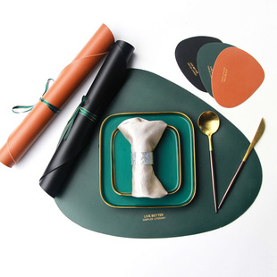 跨境北欧风皮革餐垫防滑隔热垫桌垫家用餐桌垫防水酒店西餐垫批发详情2