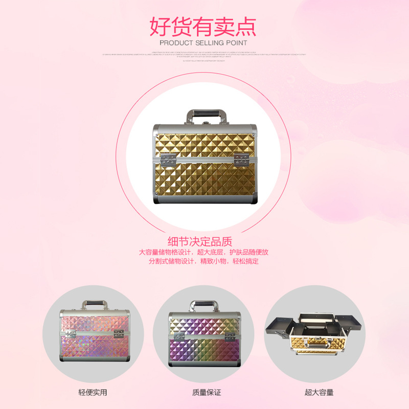 Manufacturer wholesale portable beauty, hairdressing, tattoo, hand-held aluminum alloy nail cases and makeup cases specially designed for home makeup artists pic 13