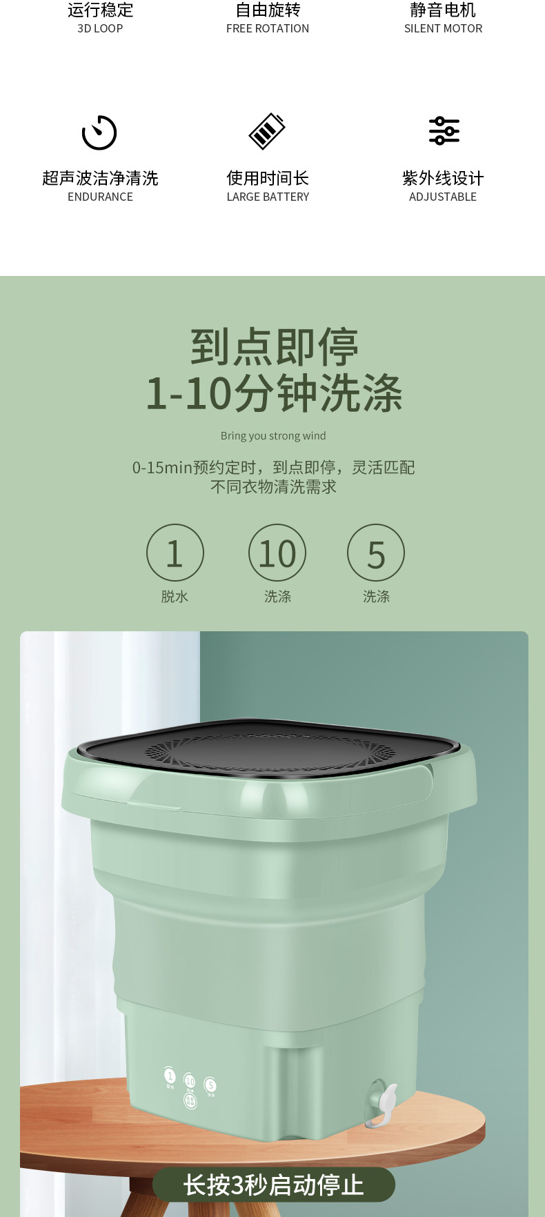 批发  折叠洗衣机小型便携式超声波迷你可内衣袜子神器宿舍旅行用详情2