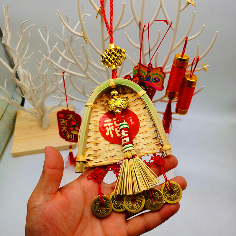 Copper coins, small brooms, dustpans, hanging ornaments, door decorations for moving into a new home, indoor hanging ornaments, TV wall decorations for the Qingming and Dragon Boat festivals pic 30