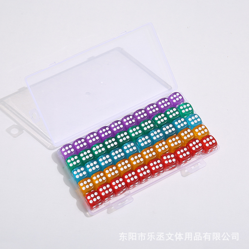 16mm透明骰子水晶实色亚克力筛子新包装盒装骰子彩色多种颜色可选详情3