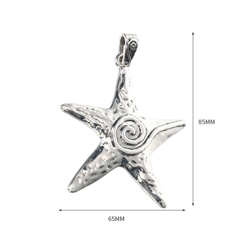 DIY alloy accessories, ancient silver starfish pendant beads, retro five-pointed star pendant necklace jewelry accessories pic 1