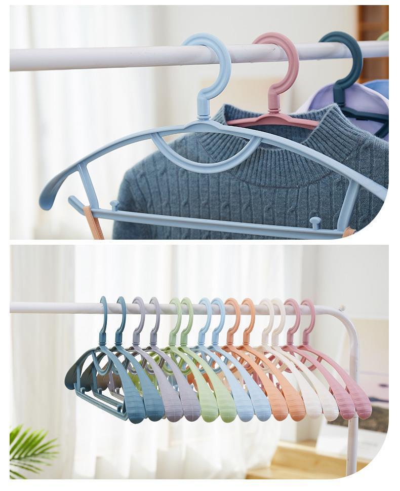 Factory direct sales of thickened plastic clothes hangers, wide-shoulder thickened anti-slip clothes racks, multi-functional traceless clothing and pants racks wholesale pic 12
