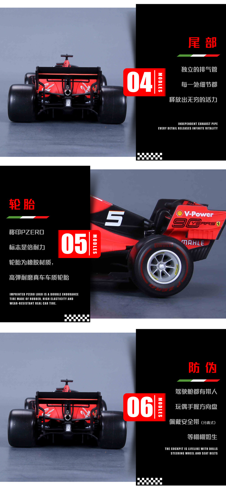 Supplying Bburago2019 F1 Formula racing car SF90 simulation alloy car model as a collectible ornament compared to MGM 1 18 pic 7
