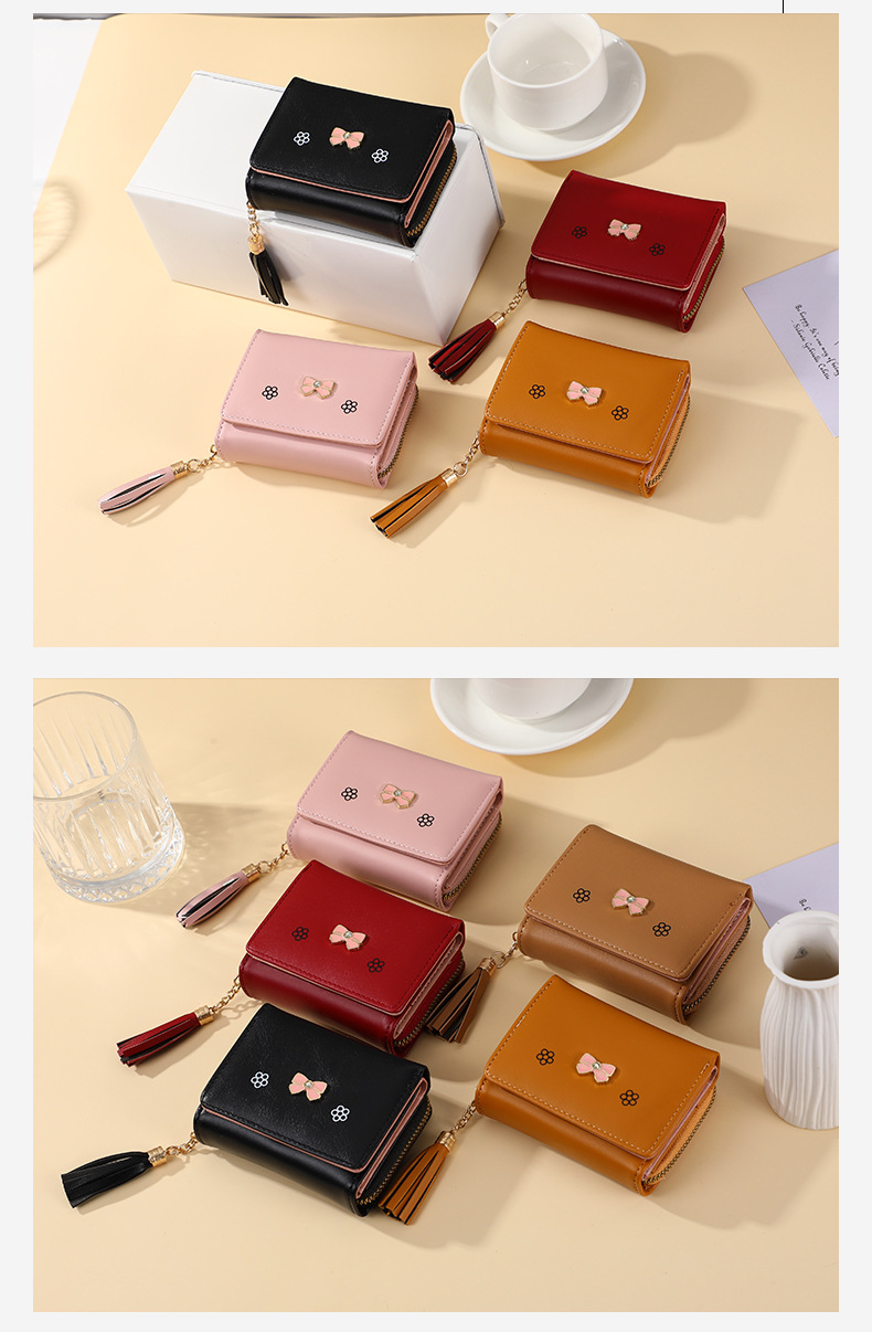 新品春夏短款手拿钱包韩版潮流蝴蝶结零钱包简约时尚经典女式卡包详情9