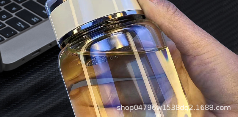 The new thickened heat-resistant glass cup, portable tea-water separation glass cup, compact and suitable for both men and women, large-capacity dwen Dwen cup pic 28
