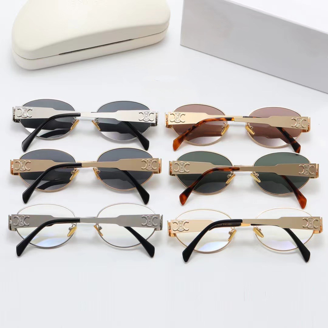 凯旋门墨镜女潮2024金属太阳镜男猫眼椭圆宽边腿网红同款眼镜详情10