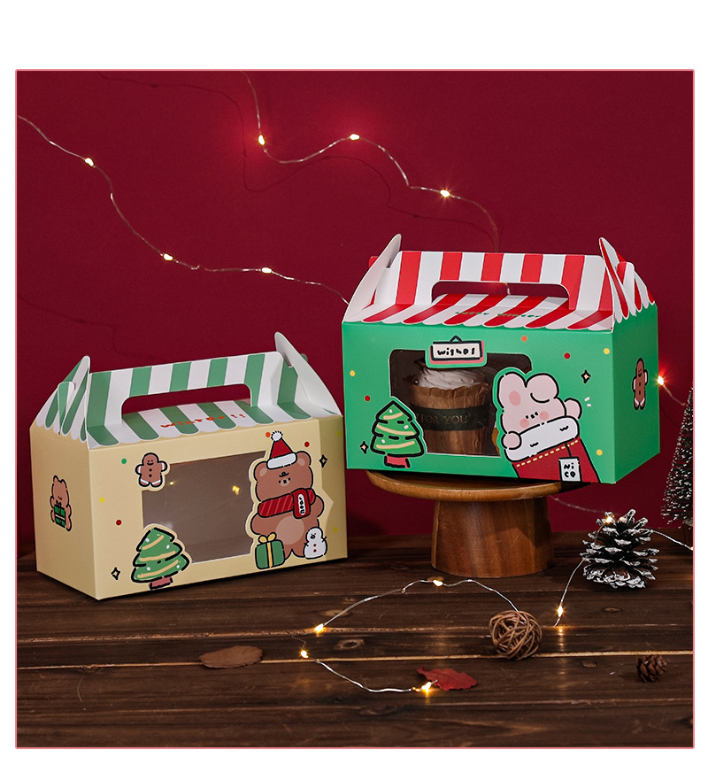 圣诞新年创意开窗礼盒 可爱卡通烘焙蛋糕饼干礼物折叠盒子 现货详情3