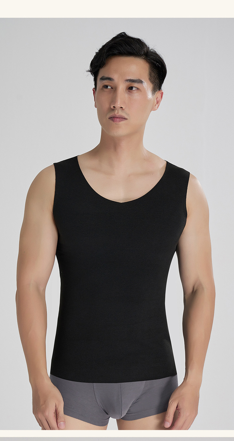 男士秋冬德绒保暖背心无痕防寒自发热打底马甲磨毛加绒加厚保暖衣详情14