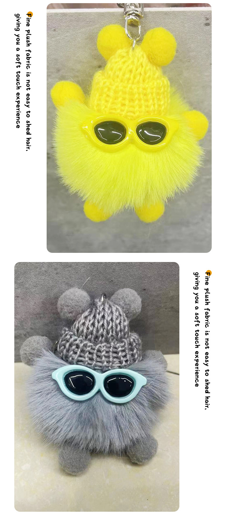 仿毛绒煤球挂件厂家批发汽车钥匙包包卡通毛绒娃娃挂饰潮酷钥匙扣详情7