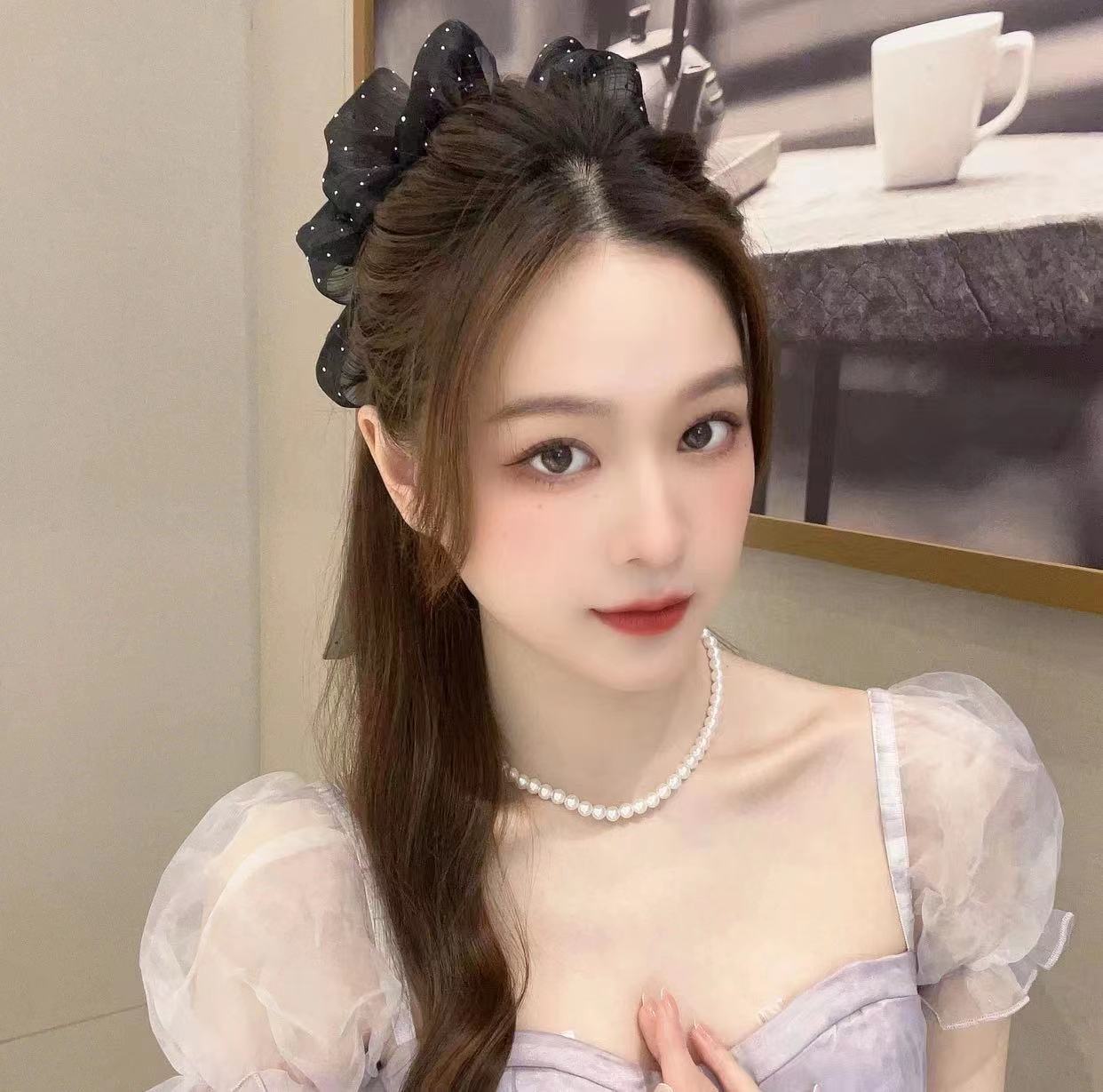 超仙珍珠飘带蝴蝶结抓夹女后脑勺森系半扎发夹头饰发卡2023年新款详情10