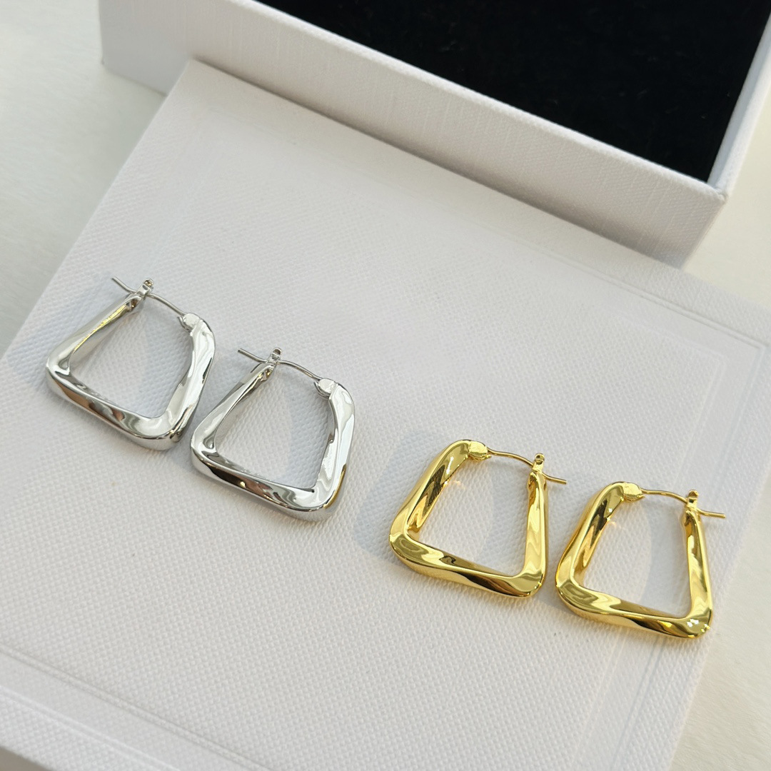 新款法式复古金属几何扭曲三角形耳扣女冷淡风小众高级感圈耳环女详情2