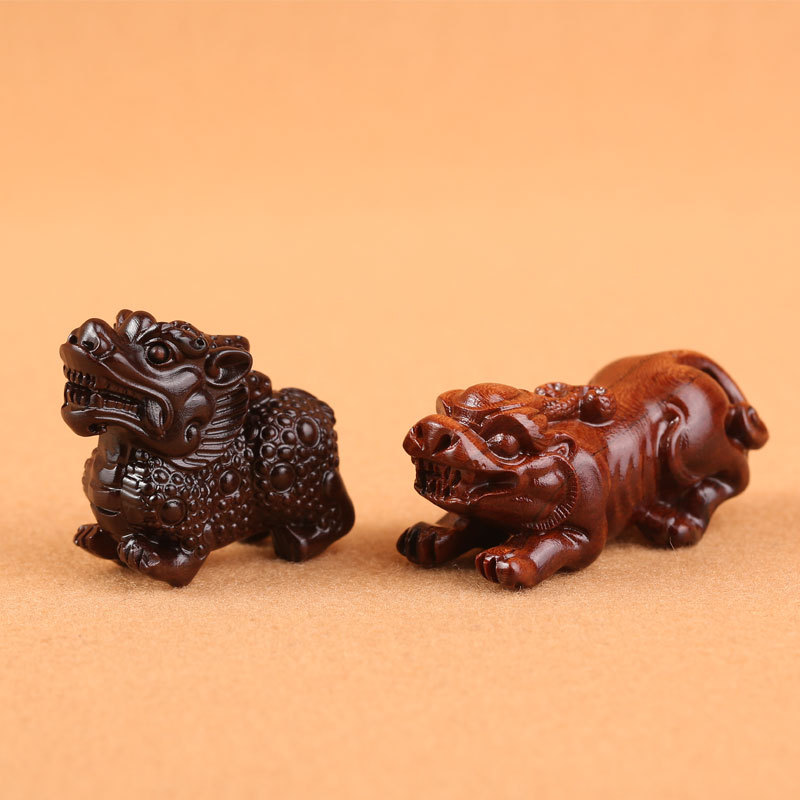 Wholesale of light-struck jujube wood carving ornaments, PI Xiu accessories, Taoist ritual implements ornaments, Qilin accessories, handicrafts and gifts pic 1