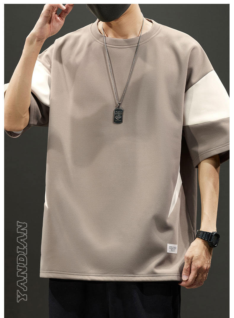 夏季新爆款港风拼色短袖大童青少年T恤学生打底气质简单潮牌小众详情26